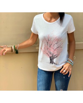 Camiseta básica con dibujo árbol de la vida para mujer